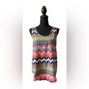 Love Notes: Chevron Patterned Silky Tank Top with Pocket